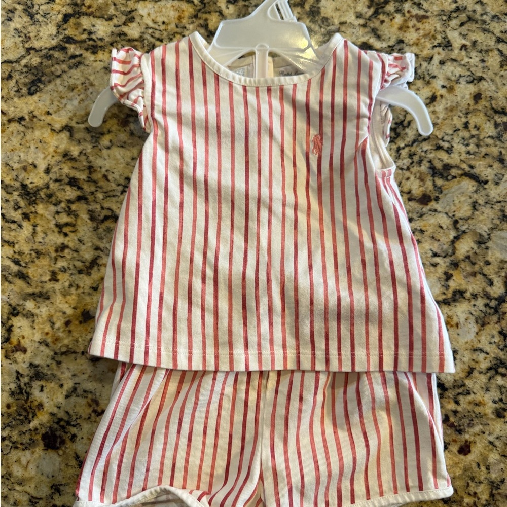 Ralph Lauren White and Pink Striped girls set